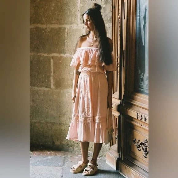 Free People X SPELL Cassie Lace gown in Petal Size XL - Picture 5 of 15